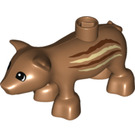 LEGO Duplo Mittleres dunkles Fleisch Pig mit Brown und Tan Streifen auf Seite (12058 / 19134)