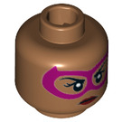 LEGO Mittleres dunkles Fleisch Pink Power Batgirl Minifigure Kopf mit Magenta Maske (Einbau-Vollbolzen) (3626 / 29700)