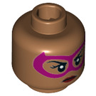 LEGO Beige Moyennement Foncé Rose Power Batgirl Minifigurine Tête avec Magenta Masquer (Montant solide encastré) (3626 / 29700)