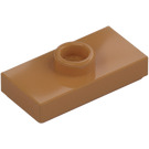 LEGO Beige Moyennement Foncé assiette 1 x 2 avec 1 Tenon (avec rainure et support de tenon inférieur) (15573 / 78823)