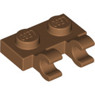 LEGO Medium Dark Flesh Plate 1 x 2 with Horizontal Clips (Open 'O' Clips) (49563)