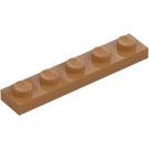 LEGO Carne medio scuro Piastra 1 x 5 (78329)