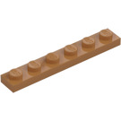 LEGO Carne medio scuro Piastra 1 x 6 (3666)