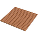 LEGO Mittleres dunkles Fleisch Platte 16 x 16 mit Rippen an der Unterseite (91405)