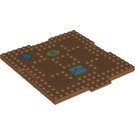 LEGO Medium Mörk Hud Platta 16 x 16 x 0.7 med Wood Grain / Rug (38894)