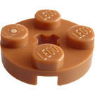 LEGO Medium Dark Flesh Plate 2 x 2 Round with Axle Hole (with '+' Axle Hole) (4032)