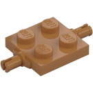 LEGO Carne medio scuro Piastra 2 x 2 con Due Ruota Holders (4600 / 67687)