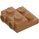 LEGO Medium mørk hud Plate 2 x 2 x 0.7 med 2 Knotter på Side (4304 / 99206)