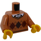 LEGO Medium Donker Vleeskleurig Sweater met Diamant Patroon en Wit Shirt Torso (973 / 76382)
