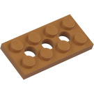 LEGO Medium Dark Flesh Technic Plate 2 x 4 with Holes (3709)