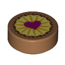LEGO Medium Donker Vleeskleurig Tegel 1 x 1 Ronde met Cookie met Heart (35380 / 44893)