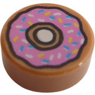 LEGO Medium mørk hud Tile 1 x 1 Rund med Donut (16887 / 21612)