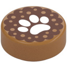 LEGO Medium Dark Flesh Tile 1 x 1 Round with Paw Print (26819 / 98138)