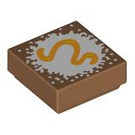 LEGO Medium Donker Vleeskleurig Tegel 1 x 1 met Snake / Gebogen Line / Eten met groef (3070 / 106659)