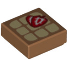 LEGO Medium Dark Flesh Tile 1 x 1 with Waffle and Strawberries with Groove (3070 / 51134)