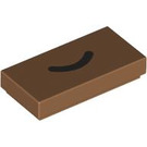 LEGO Medium Dark Flesh Tile 1 x 2 with Black Curved smile Line with Groove (3069 / 102762)