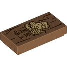LEGO Medium Dark Flesh Tile 1 x 2 with Pigsy with Bowl and Chinese Logogram '美味至上' (Supreme Delicious) with Groove (3069 / 101335)