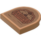 LEGO Medium Dark Flesh Tile 2 x 2 Round with Carved Rabbits and ‘BASHFUL’ Sticker (5520)