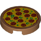 LEGO Carne oscura medio Plana 2 x 2 Circular con Pizza con parte inferior "X" (14769 / 18643)