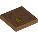 LEGO Mittleres dunkles Fleisch Fliese 2 x 2 mit Box mit Warning mit Nut (3068 / 38857)