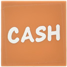 LEGO Medium Dark Flesh Tile 2 x 2 with Cash Sticker with Groove (3068)
