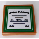 LEGO Medium Donker Vleeskleurig Tegel 2 x 2 met 'Certificate of Authenticity' en 'JL - MNU - CG ' Sticker met groef (3068)