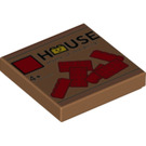 LEGO Mittleres dunkles Fleisch Fliese 2 x 2 mit LEGO House Set Dekoration mit Nut (3068 / 77889)