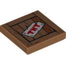 LEGO Medium Donker Vleeskleurig Tegel 2 x 2 met Wood Grain en TNT Decoratie met groef (3068 / 26415)