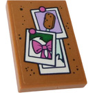 LEGO Medium Dark Flesh Tile 2 x 3 with Cork Board, Pictures with Bow and Ice on a Stick Sticker (26603)