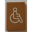 LEGO Mittleres dunkles Fleisch Fliese 2 x 3 mit Person im Wheelchair Handicapped Symbol Aufkleber (26603)