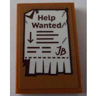LEGO Medium Dark Flesh Tile 2 x 3 with Poster with 'Help Wanted' Sticker (26603)