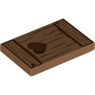 LEGO Medium Dark Flesh Tile 2 x 3 with Wooden Shutter with Heart (26603 / 107056)
