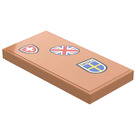 LEGO Medium Dark Flesh Tile 2 x 4 with Swedish, Swiss and United Kingdom Flags Sticker