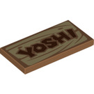 LEGO Medium Dark Flesh Tile 2 x 4 with 'YOSHI' (87079 / 94350)