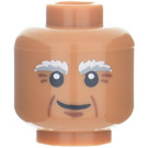 LEGO Medium mørk hud Vitruvius Hode med Bushy Eyebrows (Forsenket solid knott) (3626)