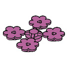 LEGO Mittleres dunkles Rosa 4 Blume Heads auf Sprue (3742 / 56750)