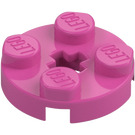 LEGO Medium Dark Pink Plate 2 x 2 Round with Axle Hole (with '+' Axle Hole) (4032)