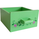 LEGO Medium Green Drawer with Hearts and Flowers Sticker (6198)