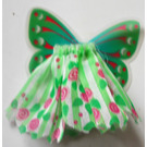 LEGO Medium Green Skirt with flower pattern and green plastic wings