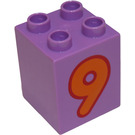 LEGO Mittlerer Lavendel Duplo Backstein 2 x 2 x 2 mit '9' (13172 / 28937)