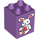 LEGO Medium Lavender Duplo Brick 2 x 2 x 2 with Toy Rabbit (29764 / 31110)