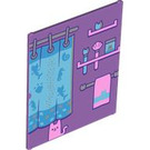 LEGO Medium Lavender Glass for Frame 1 x 6 x 6 with Shower curtain and towel (42509 / 104477)