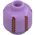 LEGO Medium Lavender Head with Dark Red and Gold Zig Zag Vertical Lines (Recessed Solid Stud) (3274 / 104988)