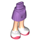 LEGO Medium Lavender Hip with Basic Curved Skirt with White Shoes with Coral Soles with Thin Hinge (2241 / 35614)