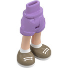 LEGO Medium Lavender Hip with Rolled Up Shorts with Dark Tan Shoes with Thin Hinge