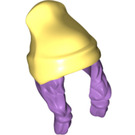 LEGO Medium Lavender Long Hair with Bright Light Yellow Beanie Hat (52686)