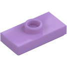 LEGO Medium lavendel Plade 1 x 2 med 1 Stud (med spor og Bund Knops Holder) (15573 / 78823)