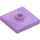 LEGO Medium Lavendel Platta 2 x 2 med skåra och 1 Centrum Knopp (23893 / 87580)