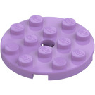 LEGO Medium Lavender Plate 4 x 4 Round with Hole and Snapstud (60474)