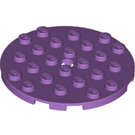 LEGO Medium lavendel Plaat 6 x 6 Ronde met Pin Gat (11213)